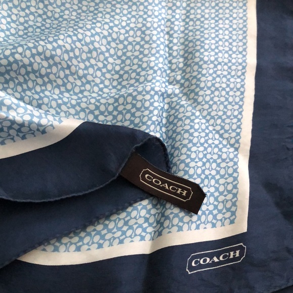 Coach Navy and White Silk Polka Dot Scarf - Picture 1 of 6